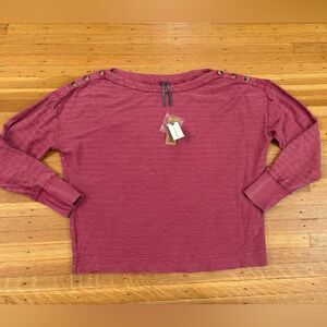 Anthropologie Cranberry Boat Neck Long Sleeve Top NWT